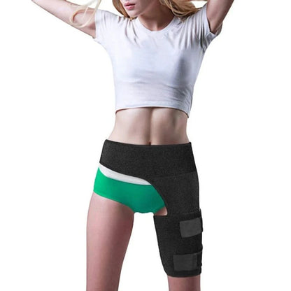 Attelle de hanche néoprène unisexe – Ceinture de soutien pour douleurs à l’aine, hanche, fessier et cuisse – Taille unique ajustable